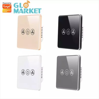 Tuya Smart Wifi Fan Switch Standar UE Kaca Dinding Sentuh Remote Kontrol Nirkabel