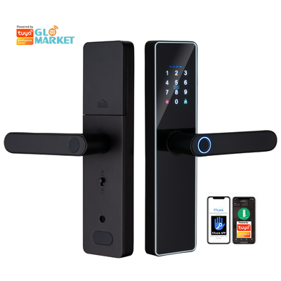 Glomarket Smart Cerradura Fechadura Digital Tuya Ttlock Kunci Kartu Rfid Kata sandi Sidik jari Kunci Pintu Cerdas
