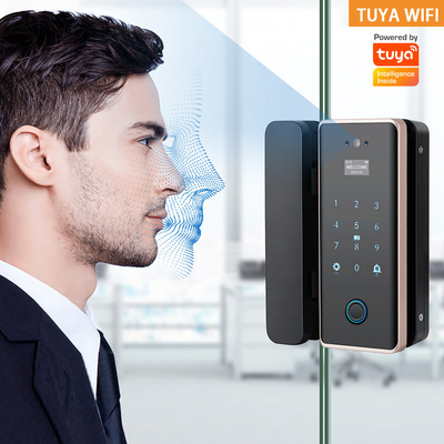 Glomarket Wifi Tuya App Remote Control Smart Fingerprint Glass Door Lock Card Password Face Unlock For Push Pintu Geser