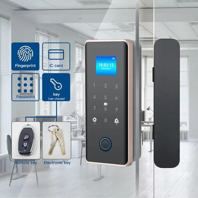 Glomarket Smart Glass Door Lock Wifi Remote Control Tuya aplikasi Office Lock Card Digital Biometric Fingerprint Door Lock