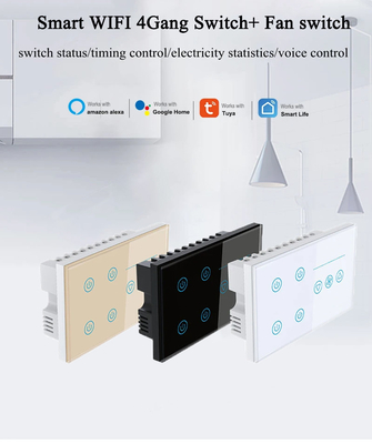 Glomarket Tuya Smart Wall Touch Switch Panel Kaca Lampu Listrik Dan Fan Switch Smart Life Alexa Voice Control