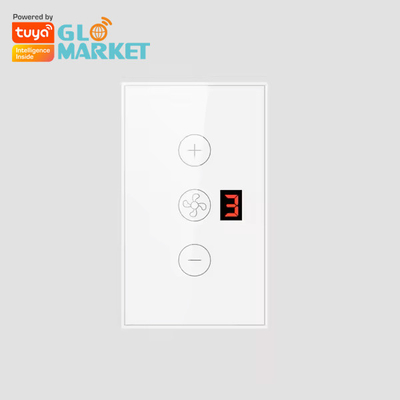 Glomarket Tuya App Remote Voice Control Display Tingkat 5 Kecepatan Angin US Standar Wifi Lampu Langit-langit Kaca Sentuh Wall Switch