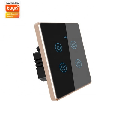 EU/US Standar Bezel Logam 4 Gang Rumah Tangga Switch Remote Smart Wall Light Switch Timer &amp; Dukungan Kontrol Suara
