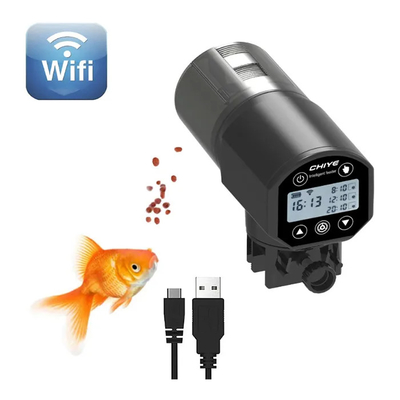 LCD 200ml Pengumpan Ikan Otomatis Cerdas Pengumpan Akuarium Wifi RoHS