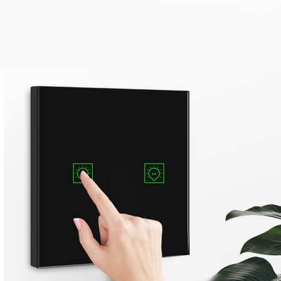 Glomarket 2 Gang Zigbee Eu Standard Smart Switch No Neutral Alexa Voice Control Glass Touch Light Wall Smart Switch