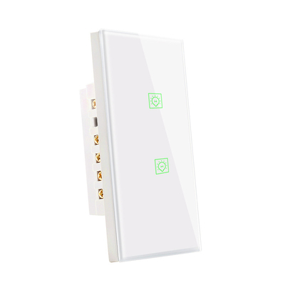 Glomarket 2 Gang Zigbee Eu Standard Smart Switch No Neutral Alexa Voice Control Glass Touch Light Wall Smart Switch