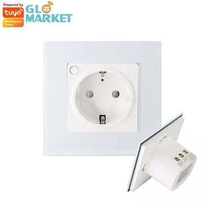 Glomarket Tuya Smart Soket Standar Uni Eropa 16A WiFi Rumah Pintar Kaca Panel Soket Daya Dinding Bekerja Alexa Google Home Compati