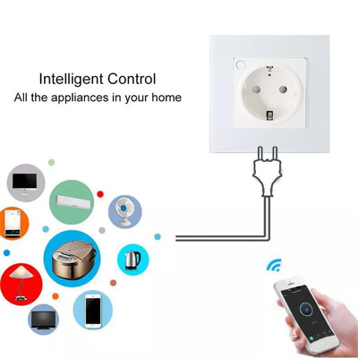 Glomarket Tuya Smart Soket Standar Uni Eropa 16A WiFi Rumah Pintar Kaca Panel Soket Daya Dinding Bekerja Alexa Google Home Compati