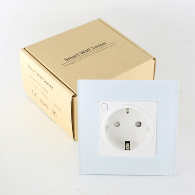 Glomarket Tuya Smart Soket Standar Uni Eropa 16A WiFi Rumah Pintar Kaca Panel Soket Daya Dinding Bekerja Alexa Google Home Compati