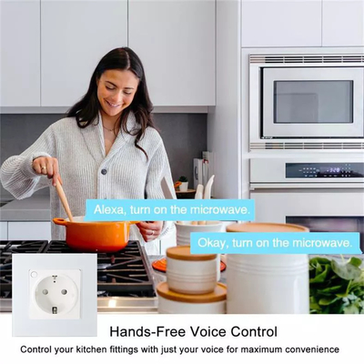 Glomarket Tuya Smart Soket Standar Uni Eropa 16A WiFi Rumah Pintar Kaca Panel Soket Daya Dinding Bekerja Alexa Google Home Compati