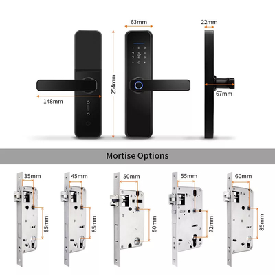 WiFi Smart Door Lock Tahan Air Tuya App Kontrol Kata Sandi Sidik Jari Buka Kunci