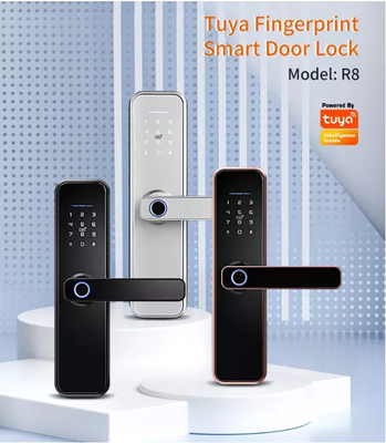 WiFi Smart Door Lock Tahan Air Tuya App Kontrol Kata Sandi Sidik Jari Buka Kunci