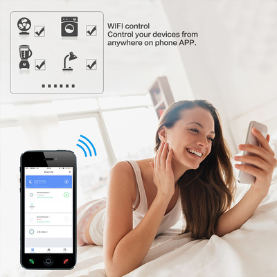 Tuya Wifi Listrik Smart Plug Soket US Standard 16A Wireless Remote Control
