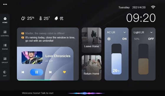 Multifungsi Smart Home Panel Adegan Musik Layar Sentuh Tuya Zigbee Gateway 7 Inch