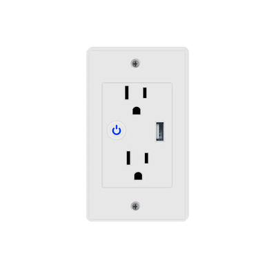 Tuya 2.4GHz Wifi Wall Outlet Listrik Smart Plug Socket Dengan 1 Port USB