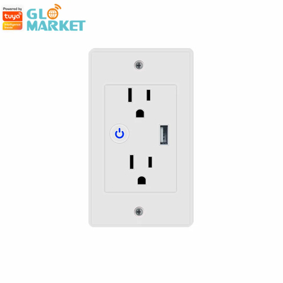 Tuya 2.4GHz Wifi Wall Outlet Listrik Smart Plug Socket Dengan 1 Port USB