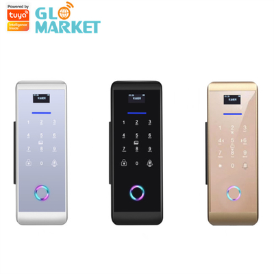 Smart Tuya Wifi Glass Intelligent Door Lock Dengan Kata Sandi Keyboard Digital Sidik Jari