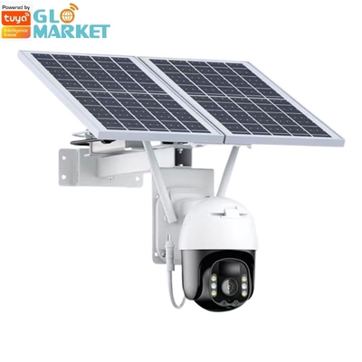 Wifi Tuya Smart Solar Camera 20Watt Outdoor Surveillance Kamera PTZ Dengan Panel Surya