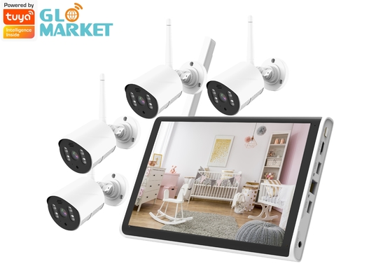 Glomarket Smart Tuya Wifi NVR Kit 4CH Kamera 1080P 10.1 Inci LCD NVR Kit