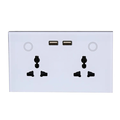 Tuya Smart Home WiFi Switch Dinding Soket Ganda Pemantauan Arus Soket Pengisi Daya USB