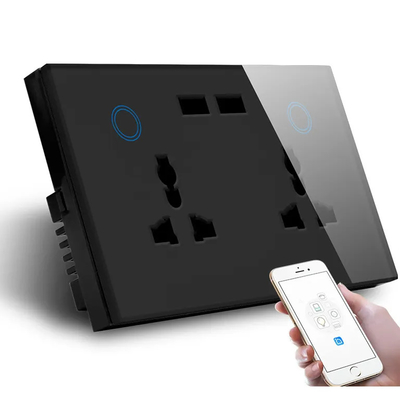 Tuya Smart Home WiFi Switch Dinding Soket Ganda Pemantauan Arus Soket Pengisi Daya USB