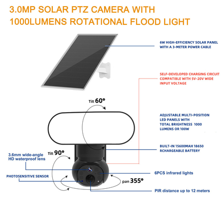 Smart Floodlight Wifi 4G Kamera Solar Security 3MP Motion Tracking Kamera Audio Dua Arah