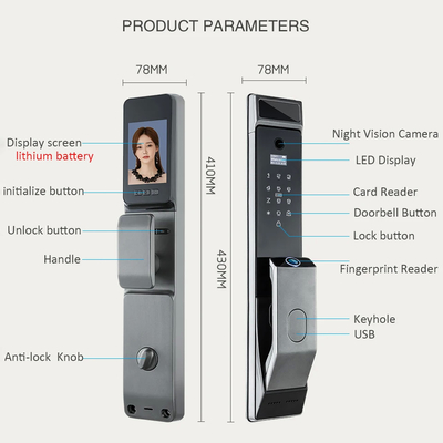 Glomarket Tuya Wifi Face Recognition Smart Door Lock Dengan Kamera