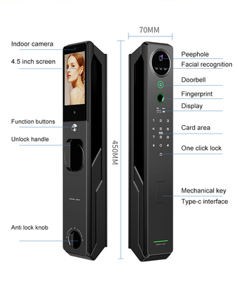 Kunci pengenalan wajah cerdas berat Tuya Smart interkom visual