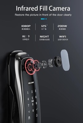 Kunci sidik jari pengenalan wajah cerdas untuk membuka kunci remote dari aplikasi seluler