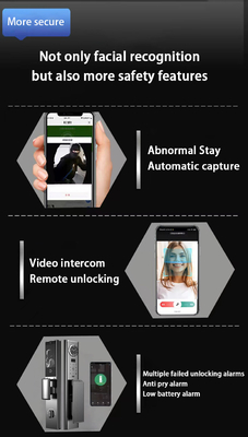 Kunci pengenalan wajah mewah dengan interkom visual berkualitas tinggi dan pemantauan real-time