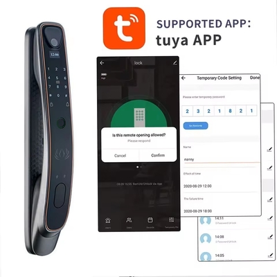 Tuya pengenalan wajah kunci pintu cerdas WiFi / sidik jari zigbee / urat jari opsional menangkap mata kucing