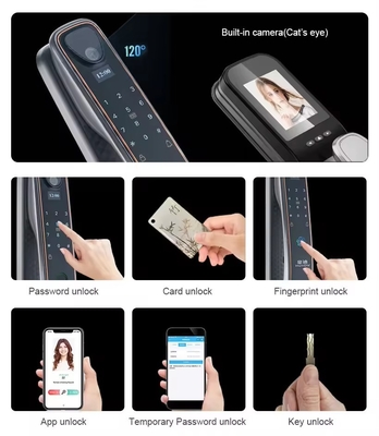 Tuya pengenalan wajah kunci pintu cerdas WiFi / sidik jari zigbee / urat jari opsional menangkap mata kucing