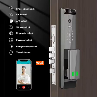 Glomarket Tuya Kunci Pintar Digital Sistem Biometrik Otomatis Seluruhnya Keamanan Sidik Jari Pengakuan Wajah 3D Kata Sandi Kunci Pintu