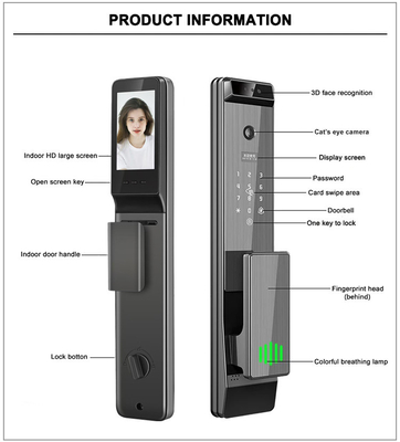 Glomarket Tuya Kunci Pintar Digital Sistem Biometrik Otomatis Seluruhnya Keamanan Sidik Jari Pengakuan Wajah 3D Kata Sandi Kunci Pintu