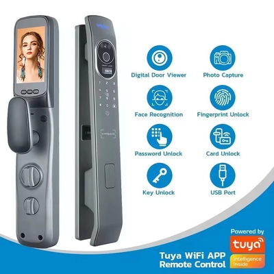 Glomarket Tuya Smart Door Lock Pengakuan Wajah 3D Kunci Pintu Smart Otomatis Dengan Kamera Kunci Pintu Keamanan Biometrik Pintar