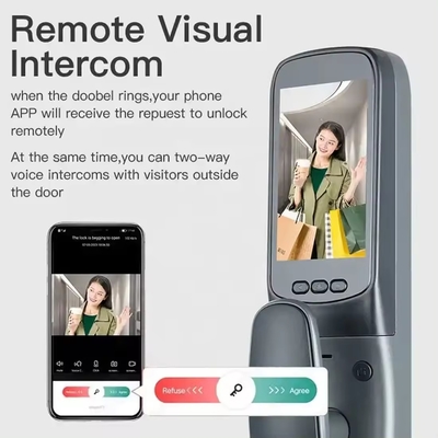 Glomarket Tuya Smart Door Lock Pengakuan Wajah 3D Kunci Pintu Smart Otomatis Dengan Kamera Kunci Pintu Keamanan Biometrik Pintar