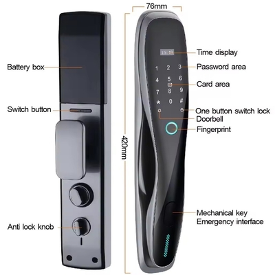 Glomarket 3D Face WIFI Smart Full Automatic Smart Lock Sidik jari APP Kartu Kunci Buka kunci Kunci Pintu Cerdas Dengan Kamera