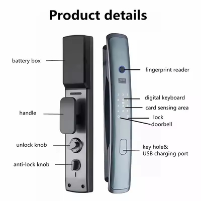 Glomarket Smart Tuya Wifi Pintu Kunci Alarm Otomatis Sidik jari Smart APP Kunci Sandi Digital Keamanan Kunci otomatis