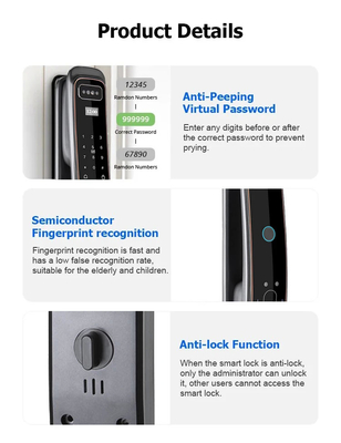 Glomarket Otomatis Tuya Wifi Smart Door Lock Kontrol Ponsel Control Fingerfrint Digital Password Smart Lock Dengan Kamera