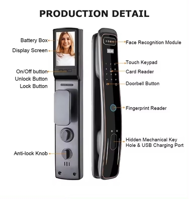 Glomarket Otomatis Tuya Wifi Smart Door Lock Kontrol Ponsel Control Fingerfrint Digital Password Smart Lock Dengan Kamera