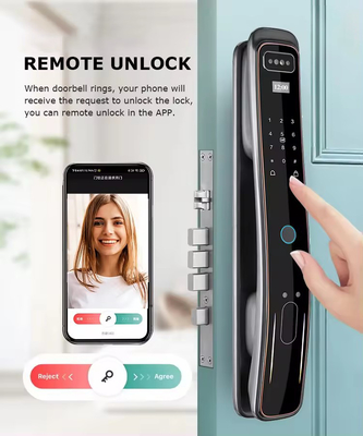 Glomarket Otomatis Tuya Wifi Smart Door Lock Kontrol Ponsel Control Fingerfrint Digital Password Smart Lock Dengan Kamera