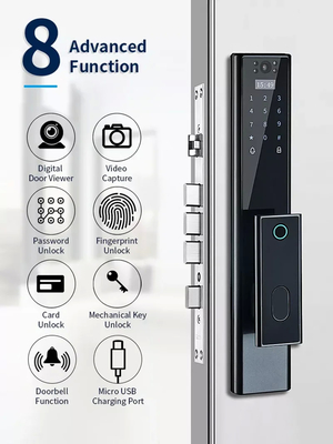 Glomarket Wireless Biometric Fingerprint Keamanan Otomatis Smart Lock Digital Password Card Kunci Kunci Dengan Kamera
