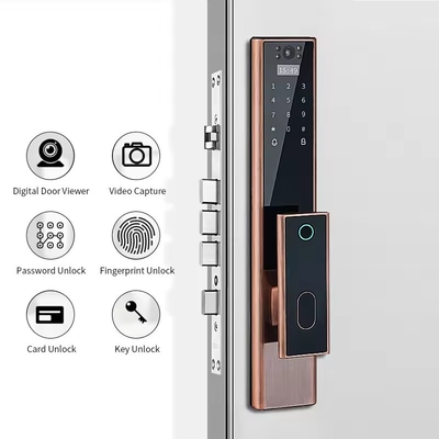 Glomarket Wireless Biometric Fingerprint Keamanan Otomatis Smart Lock Digital Password Card Kunci Kunci Dengan Kamera