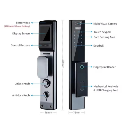 Glomarket Wireless Biometric Fingerprint Keamanan Otomatis Smart Lock Digital Password Card Kunci Kunci Dengan Kamera