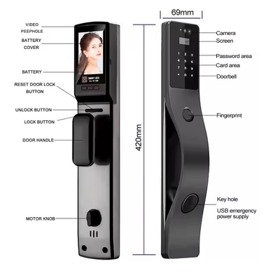 Glomarket Tuya Face Recognition Smart Door Lock Keamanan Digital Password Sidik Jari Pintu Smart Lock