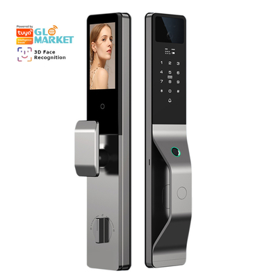Glomarket Aluminium Alloy Otomatis Tuya Smart Door Lock Pengakuan Wajah 3D Video Intercom Digital Fingerprint Lock