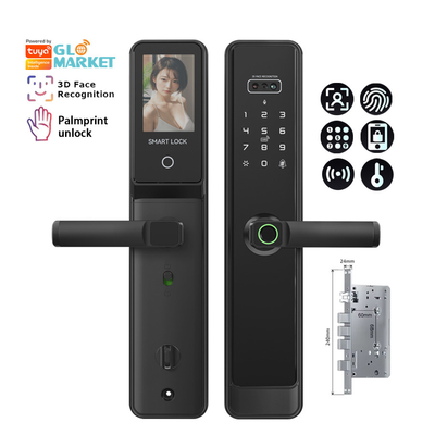 Glomarket Tuya Wifi Smart Lock Aluminium Pintu Kayu Pengakuan Wajah Sidik Jari Biometrik Sidik Jari Digital Smart Lock