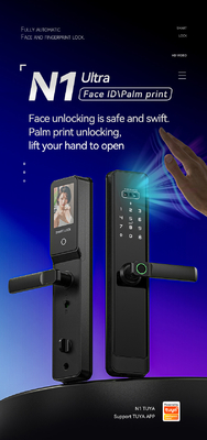 Glomarket Tuya Wifi Smart Lock Aluminium Pintu Kayu Pengakuan Wajah Sidik Jari Biometrik Sidik Jari Digital Smart Lock