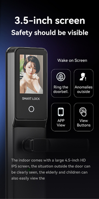 Glomarket Tuya Wifi Smart Lock Aluminium Pintu Kayu Pengakuan Wajah Sidik Jari Biometrik Sidik Jari Digital Smart Lock