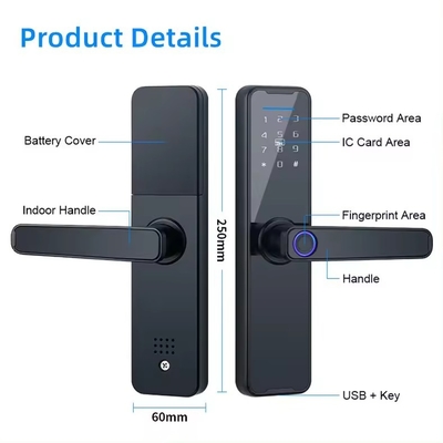 Glomarket Wifi Tuya Smart Door Lock Aluminium Sidik Jari Password Kartu Kunci Buka kunci Biometrik Digital Smart Lock
